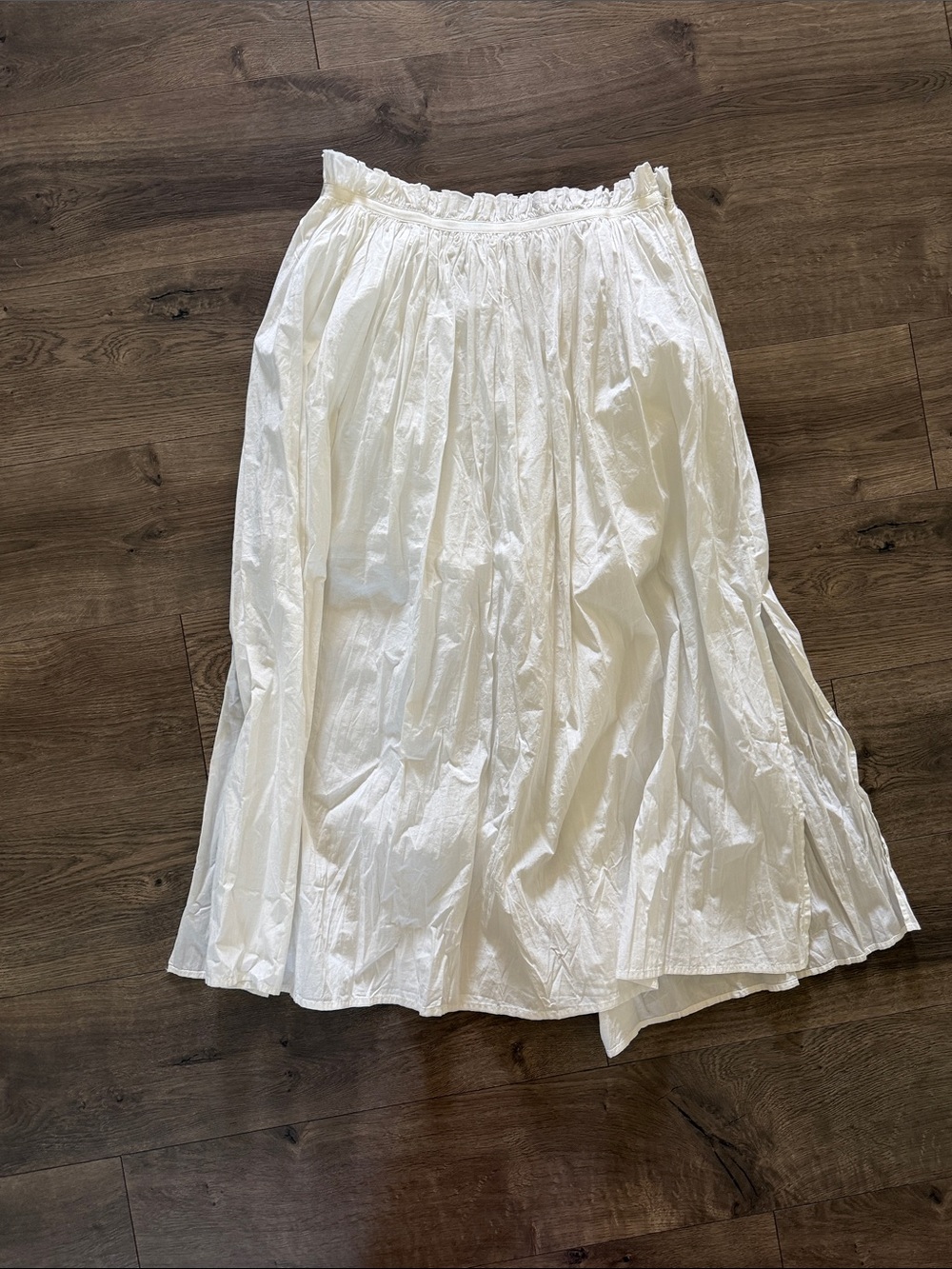 Topshop: Women’s White Midi Skirt - Cotton Gathered Waist